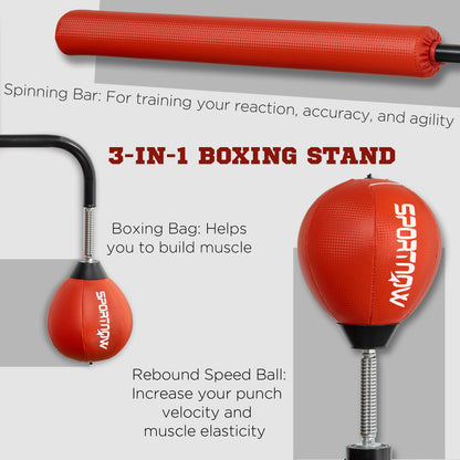 SPORTNOW Boxing Bag, Freestanding Punching Bag, with Reflex Bar, Speed Balls
