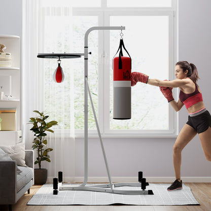 HOMCOM Freestanding Boxing Punch Bag & Speed ball Station, for Home Gym, White