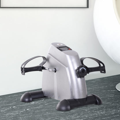 HOMCOM Mini Exercise Bike, Portable Pedal Exerciser, Under Desk Bike with LCD Display for Legs and Arms Training