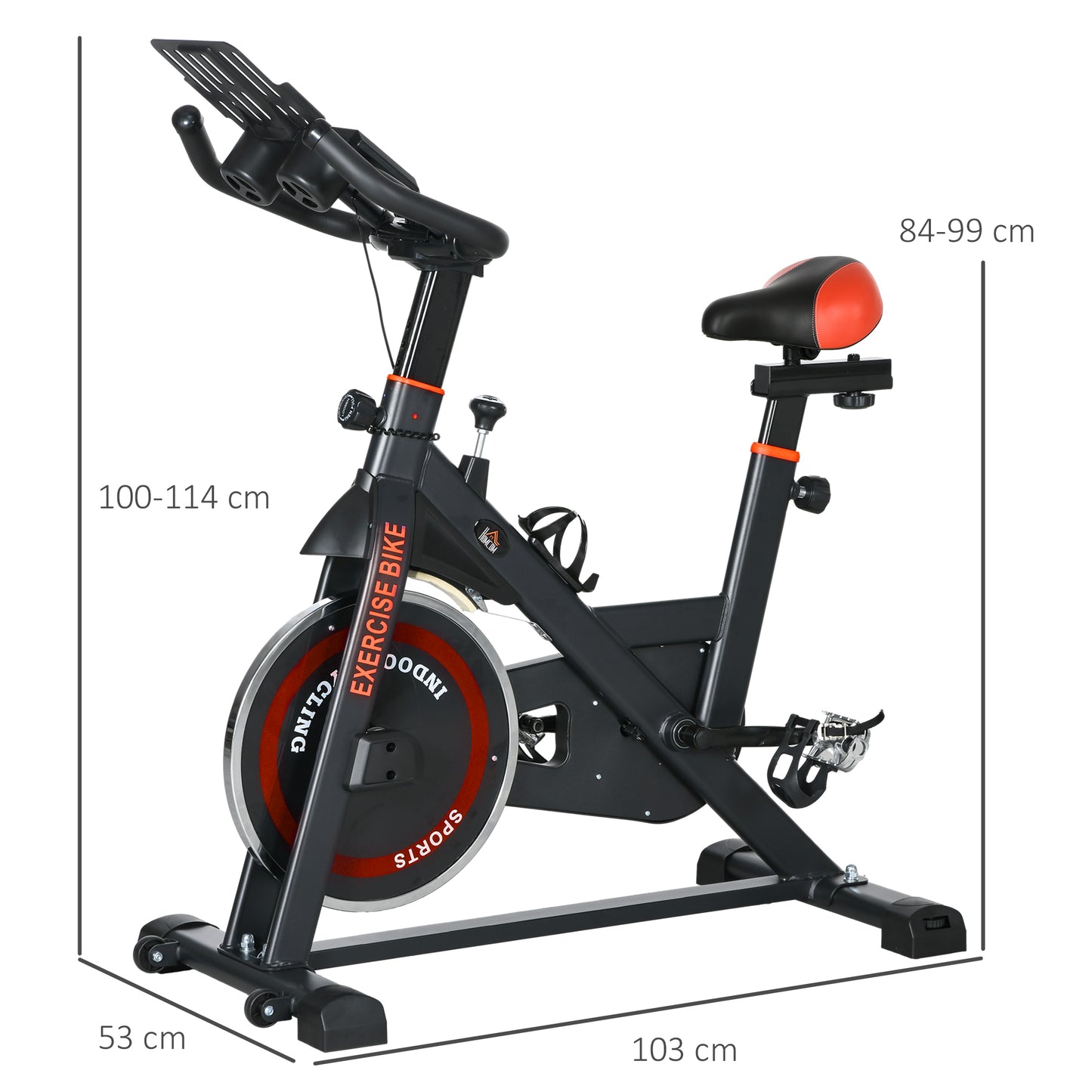 HOMCOM Exercise Bike, 8kg Flywheel Stationary Bike Indoor Cycling Machine with Adjustable Resistance Seat Handlebar