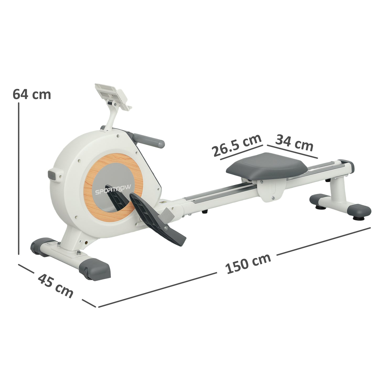 SPORTNOW Rowing Machine, 16-Level Magnetic Rower Machine with LCD Monitor and Phone Holder