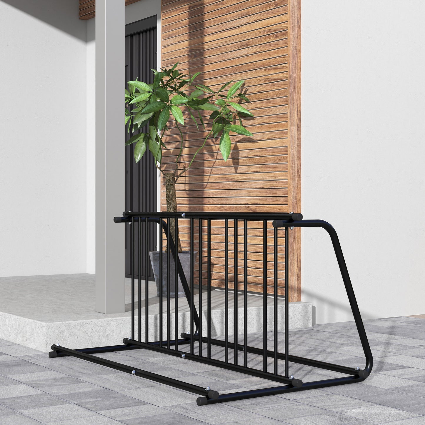 DURHAND Bike Stand, Double-sided Bike Rack for 6 Bicycles, Bike Floor Stand for Kids/Mountain/Road Bikes, Garage Indoor Outdoor Use