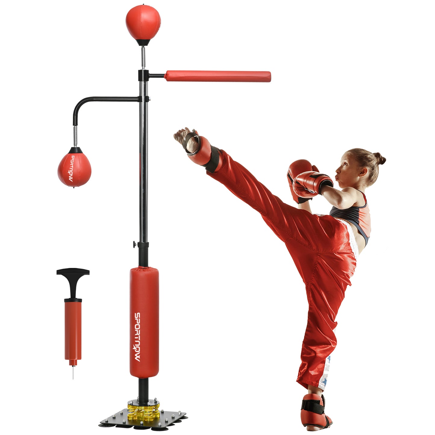 SPORTNOW Boxing Bag, Freestanding Punching Bag, with Reflex Bar, Speed Balls