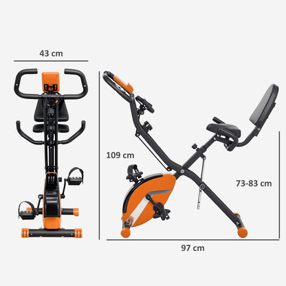 SPORTNOW 5-In-1 Folding Exercise Bike with Arm Workout Bands, Quiet 8-Level Magnetic Resistance Foldable Exercise Bike with LCD, Tablet Holder, Hand Pulse Sensor for Home Use Indoor Cycling