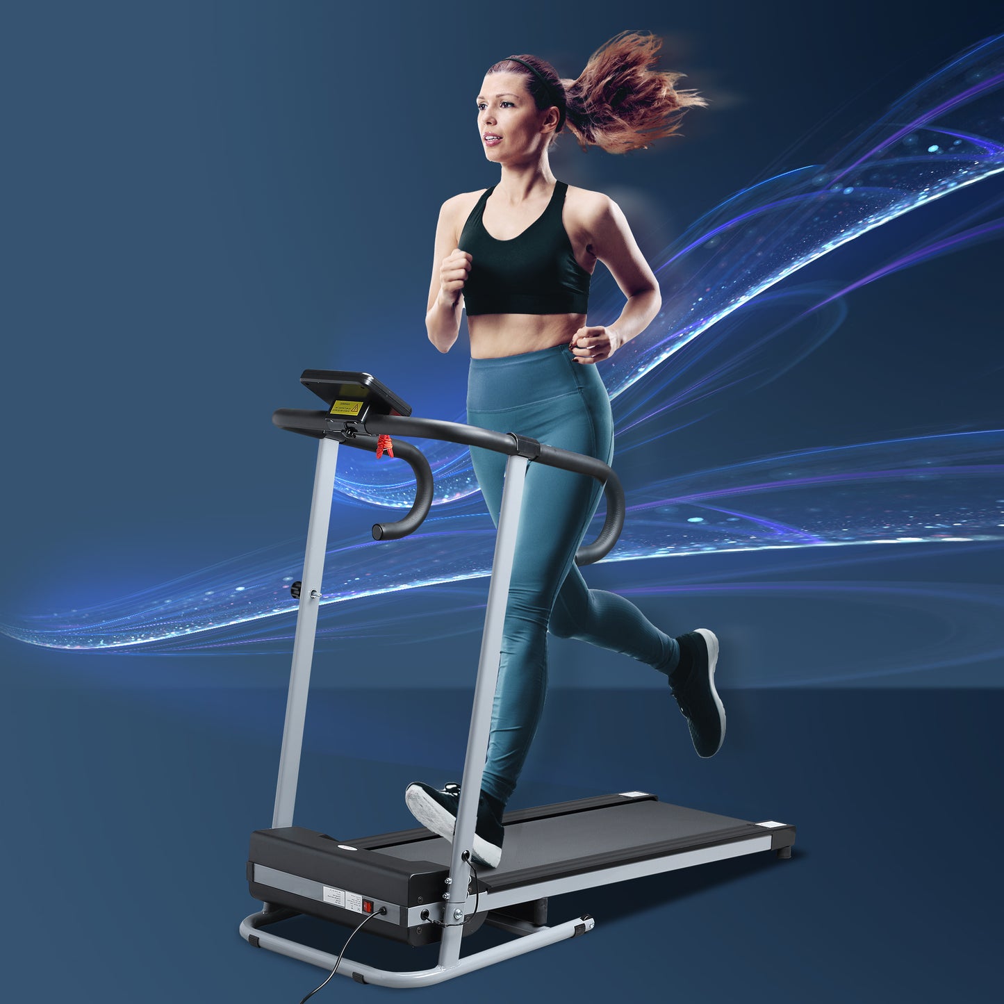HOMCOM 1.25HP Motorised Electric Treadmill, 10km/h Folding Running Machine, Gym Fitness Exercise with LCD Monitor