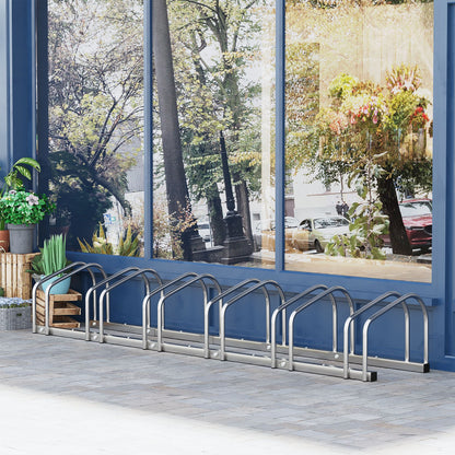 HOMCOM Bike Stand Parking Rack Floor or Wall Mount Bicycle Cycle Storage Locking Stand 179L x 33W x 27H (6 Racks)