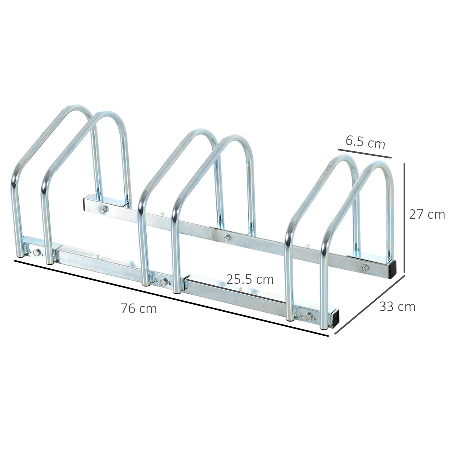 HOMCOM Bike Stand Parking Rack Floor or Wall Mount Bicycle Cycle Storage Locking Stand 76L x 33W x 27H (3 Racks)