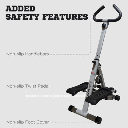 HOMCOM Stepper w/ Handle Hand Grip Workout Fitness Machine For Fitness Aerobic Exercise Home Gym