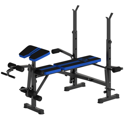 HOMCOM Adjustable Weight Bench with Leg Developer Barbell Rack for Weight Lifting and Strength Training Multifunctional Workout Station for Home Gym Fitness