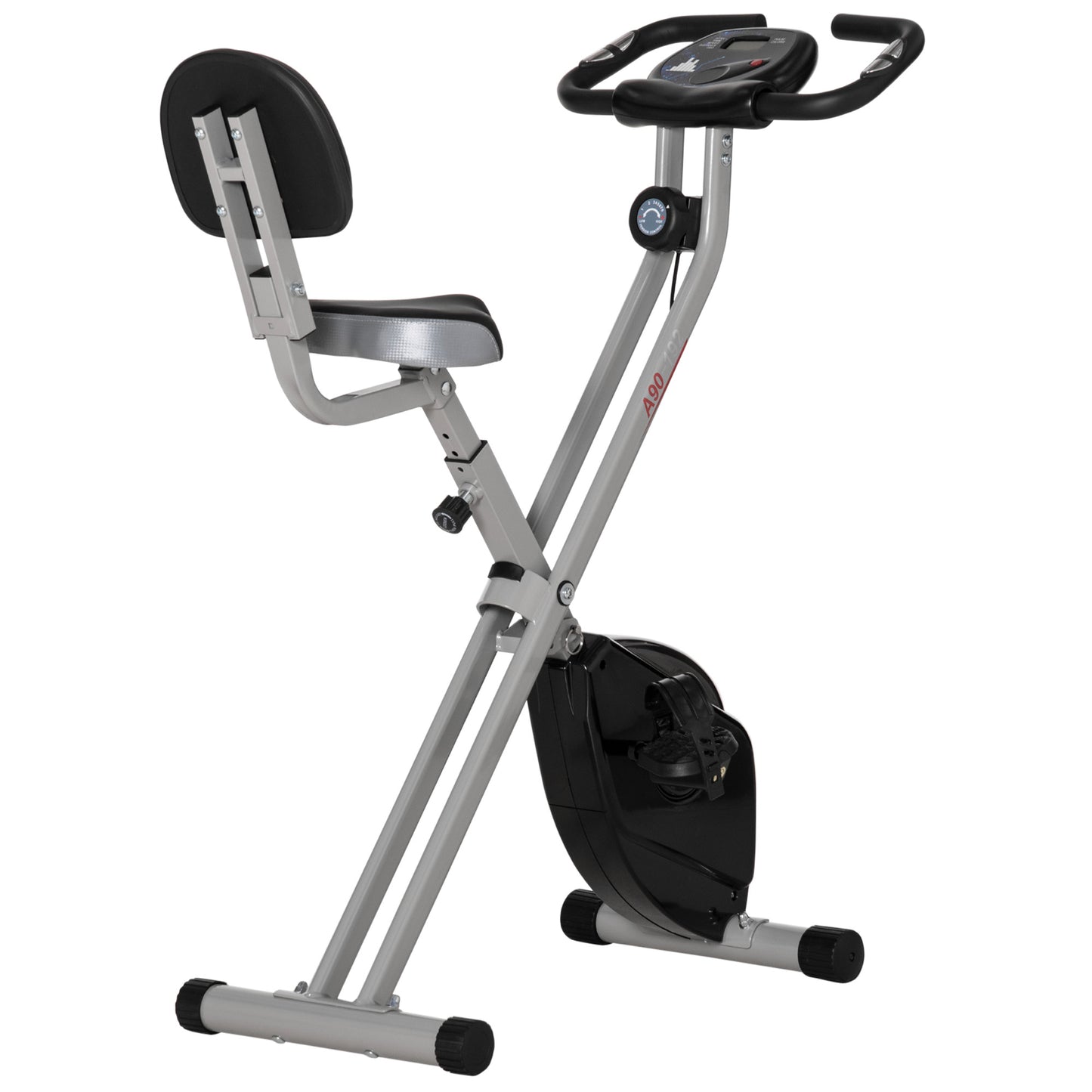 HOMCOM Folding Exercise Bike, Fitness Bicycle Indoor Trainer, 8-Level Magnetic Resistance Adjustable, with LCD Monitor, Pulse Sensor