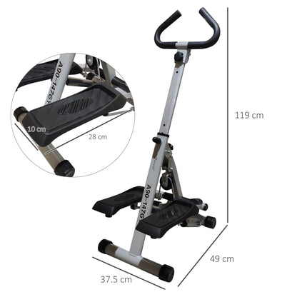 HOMCOM Stepper w/ Handle Hand Grip Workout Fitness Machine For Fitness Aerobic Exercise Home Gym