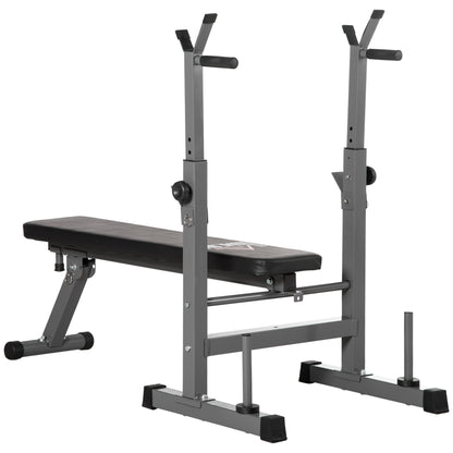 HOMCOM Adjustable Weight Bench, Foldable Bench, with Barbell Rack