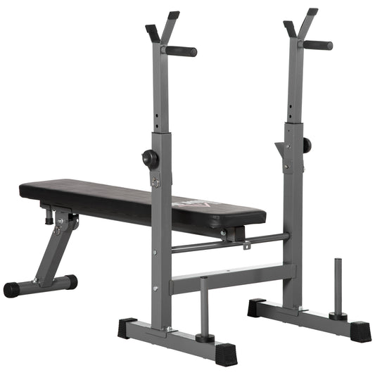 HOMCOM Adjustable Weight Bench, Foldable Bench, with Barbell Rack