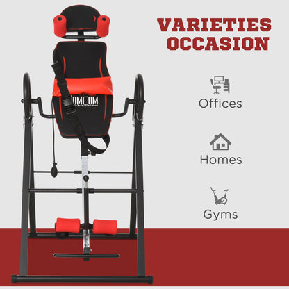HOMCOM Gravity Inversion Table with Safety Belt Adjustable Hand Stand for Muscle Pain Relief