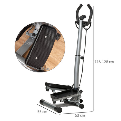 HOMCOM Adjustable Twist Stepper Fitness Step Machine, LCD Screen, Height-Adjust Handlebars, Home Gym