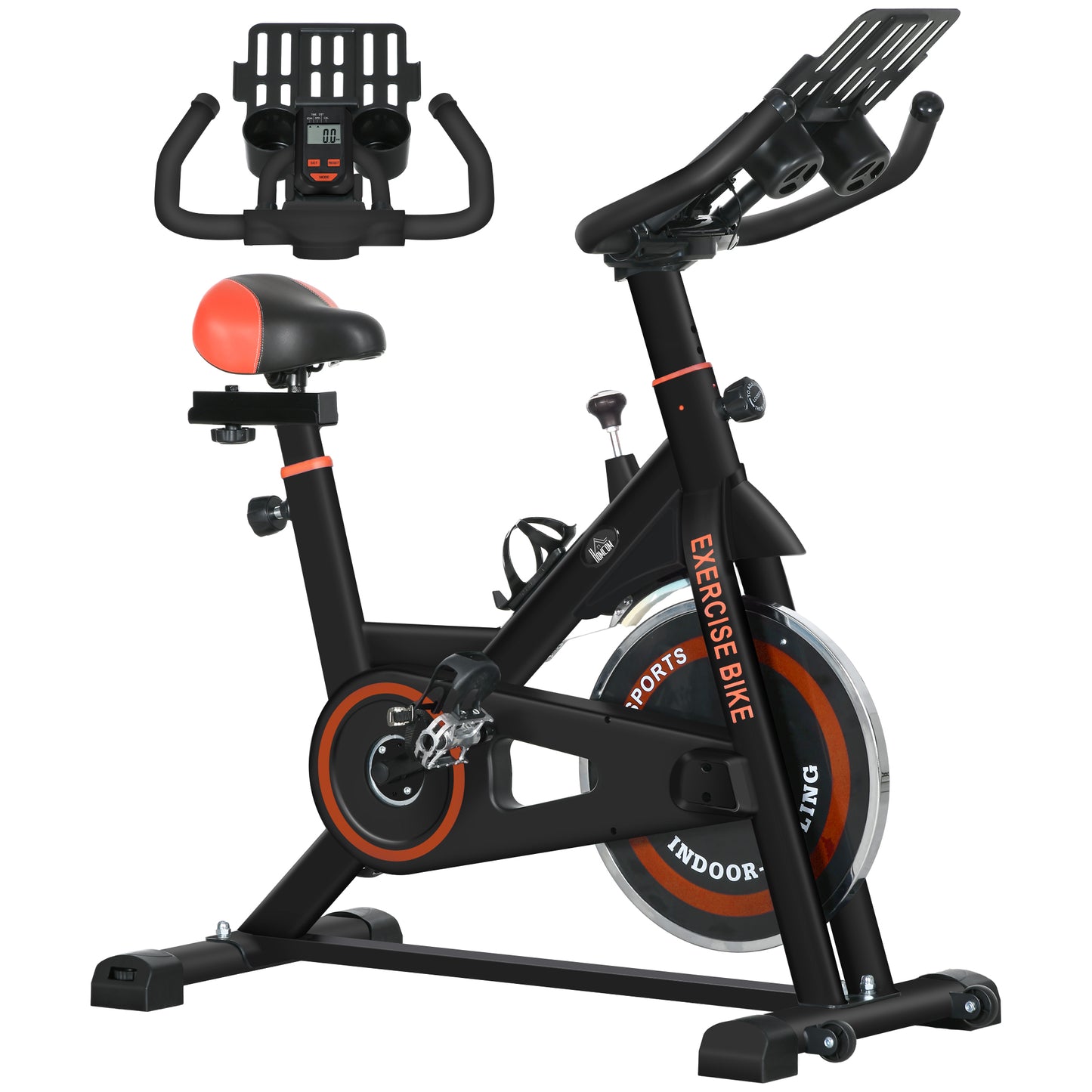 HOMCOM Exercise Bike, 8kg Flywheel Stationary Bike Indoor Cycling Machine with Adjustable Resistance Seat Handlebar