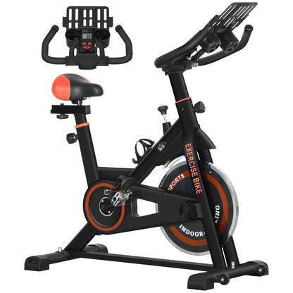 HOMCOM Exercise Bike, 8kg Flywheel Stationary Bike Indoor Cycling Machine with Adjustable Resistance Seat Handlebar