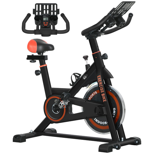 HOMCOM Exercise Bike, 8kg Flywheel Stationary Bike Indoor Cycling Machine with Adjustable Resistance Seat Handlebar