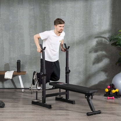 HOMCOM Adjustable Weight Bench, Foldable Bench, with Barbell Rack