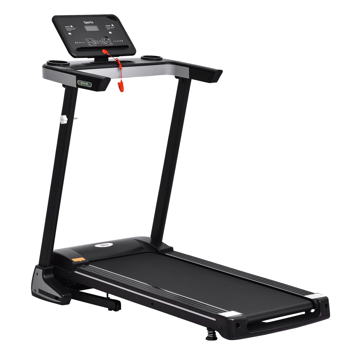 HOMCOM Folding Treadmill for Home Motorised Running Machine w/ LCD Display Black