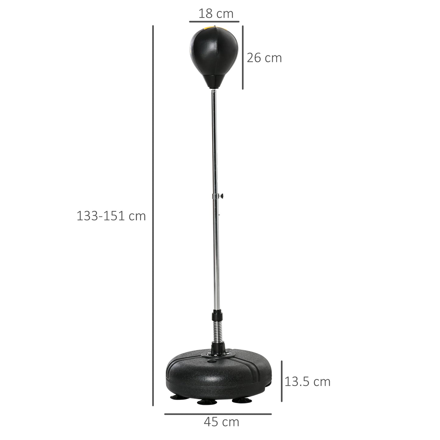 HOMCOM Punching Bag with Stand, Free Standing Boxing Bag Set, Speed Bag with Speedball Adjustable Height from 133cm to 151cm for Teens