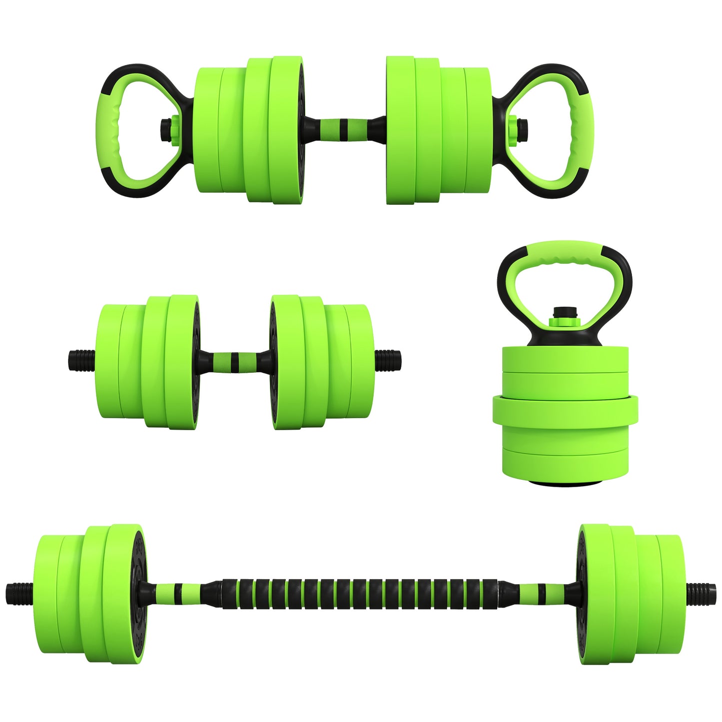 SPORTNOW 30kg Four-In-One Adjustable Weight Dumbbells Set, Barbell, Kettlebell, Push Up Stand