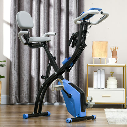 HOMCOM 2-in-1 Folding Exercise Bike with 8-Level Magnetic Resistance, Arm Resistance Band, Pulse Sensor