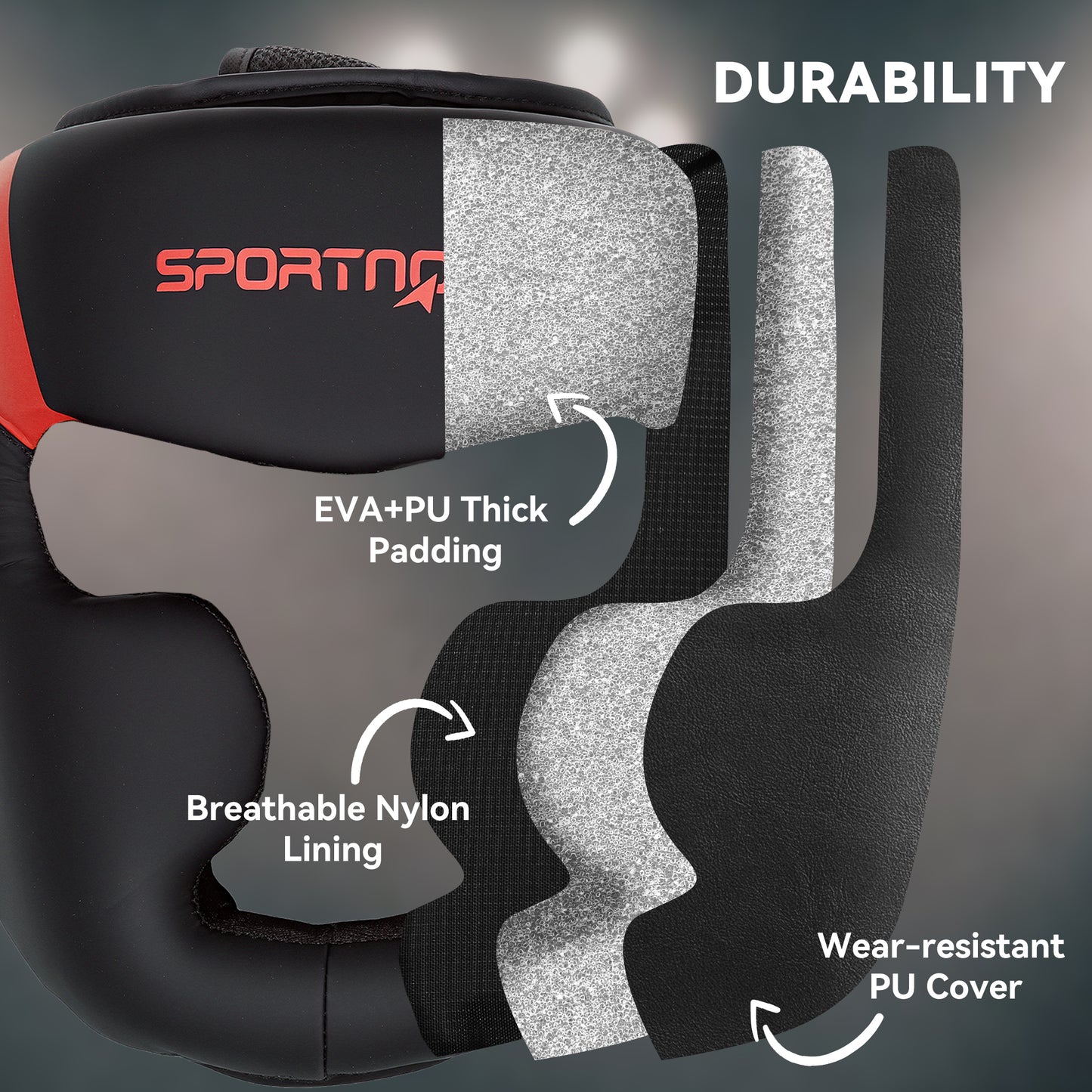 SPORTNOW Boxing Headguard, Boxing Headgear Helmet with Adjustable Strap for Full Face Protection for Kickboxing Sparring Martial Arts Karate Taekwondo
