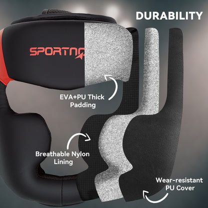 SPORTNOW Boxing Headguard, Boxing Headgear Helmet with Adjustable Strap for Full Face Protection for Kickboxing Sparring Martial Arts Karate Taekwondo