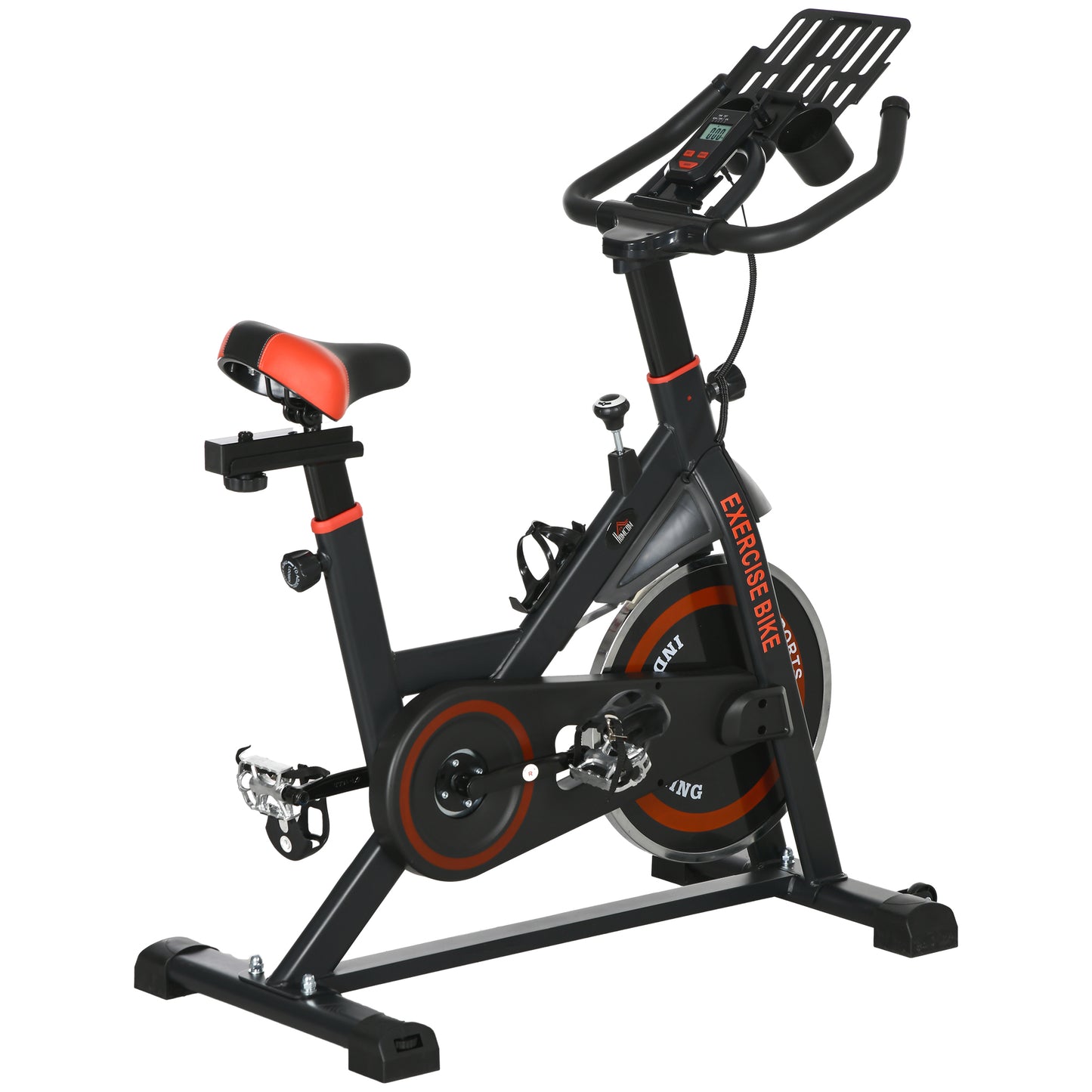 HOMCOM Exercise Bike, 8kg Flywheel Stationary Bike Indoor Cycling Machine with Adjustable Resistance Seat Handlebar