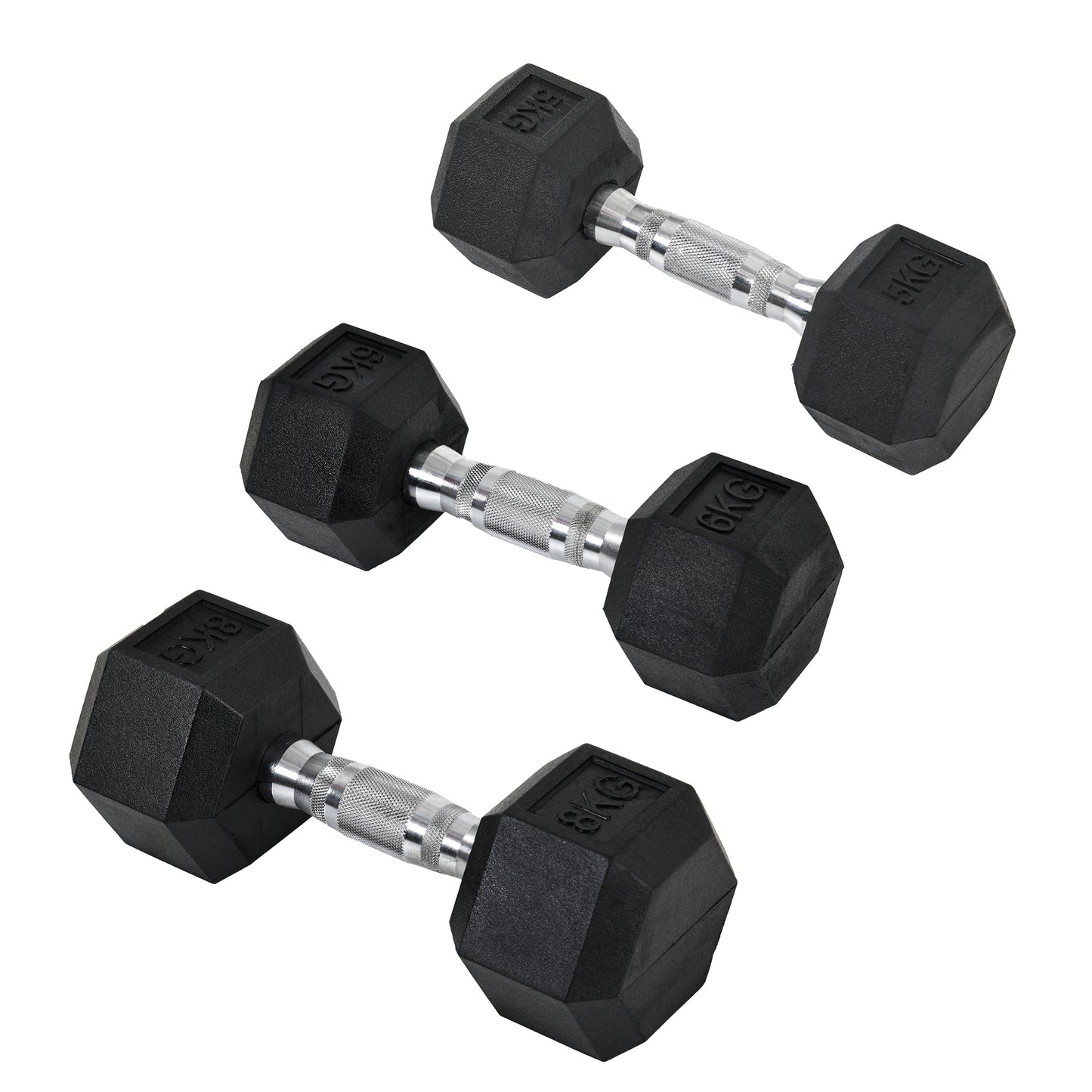 HOMCOM Rubber Dumbbell Set Sports Hex Weight Sets Home Gym Fitness Lift Strength Training Exercise 2 x 5kg, 2 x 6kg, 2 x 8kg