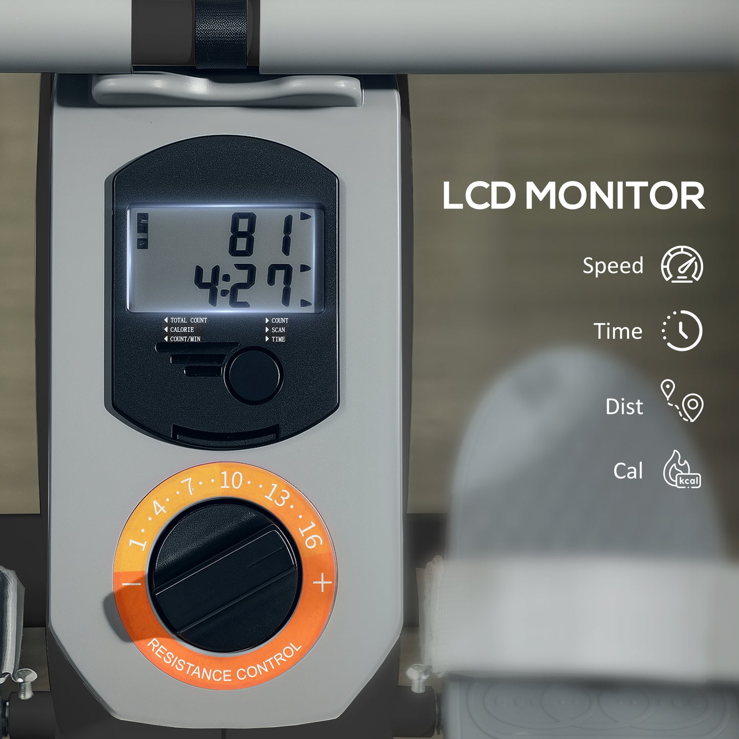 SPORTNOW Rowing Machine, 16-Level Magnetic Rower Machine with LCD Monitor and Phone Holder