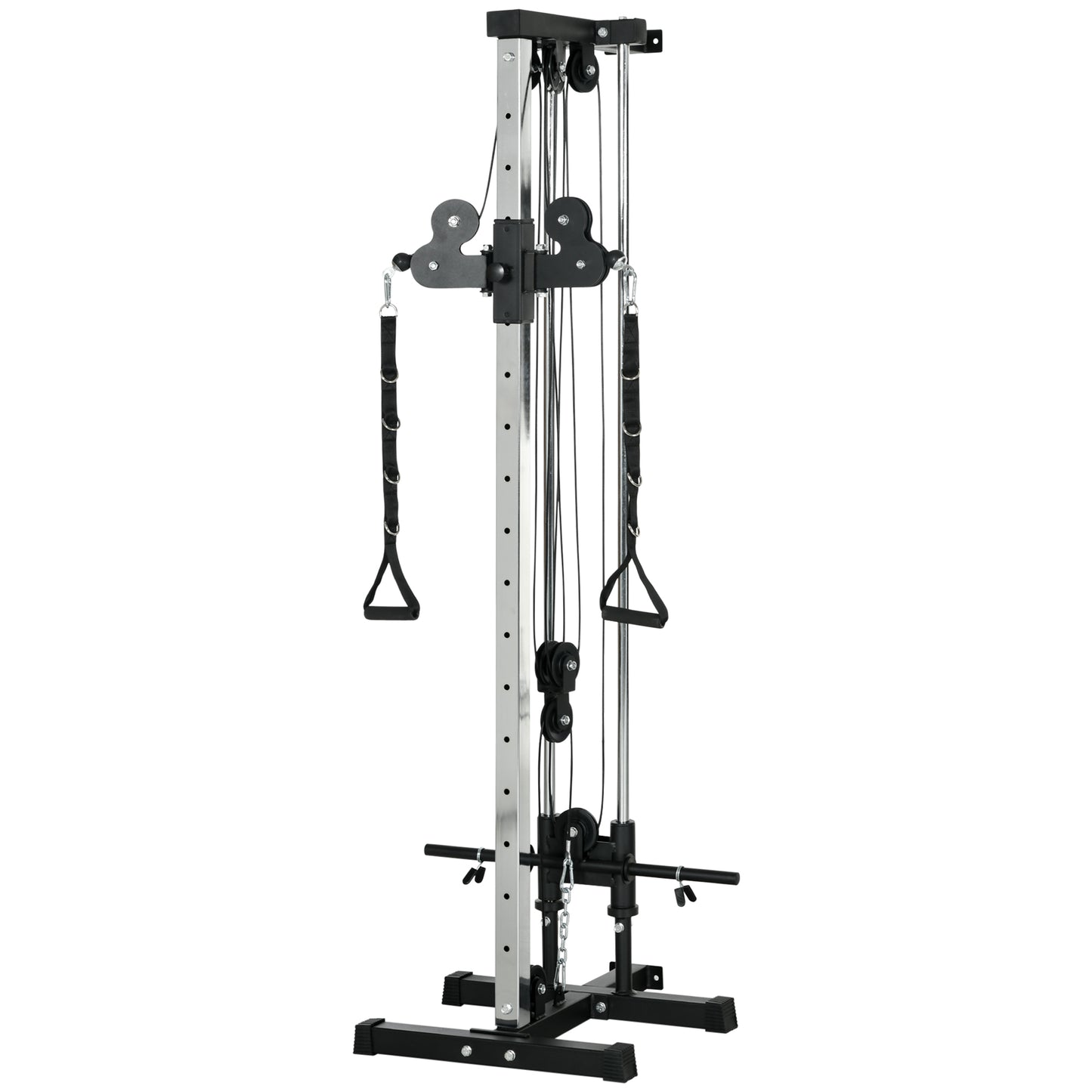SPORTNOW Wall Mount Cable Machine, 15 Positions Adjustable Cable Crossover Machine Dual Pulley System for Home Gym