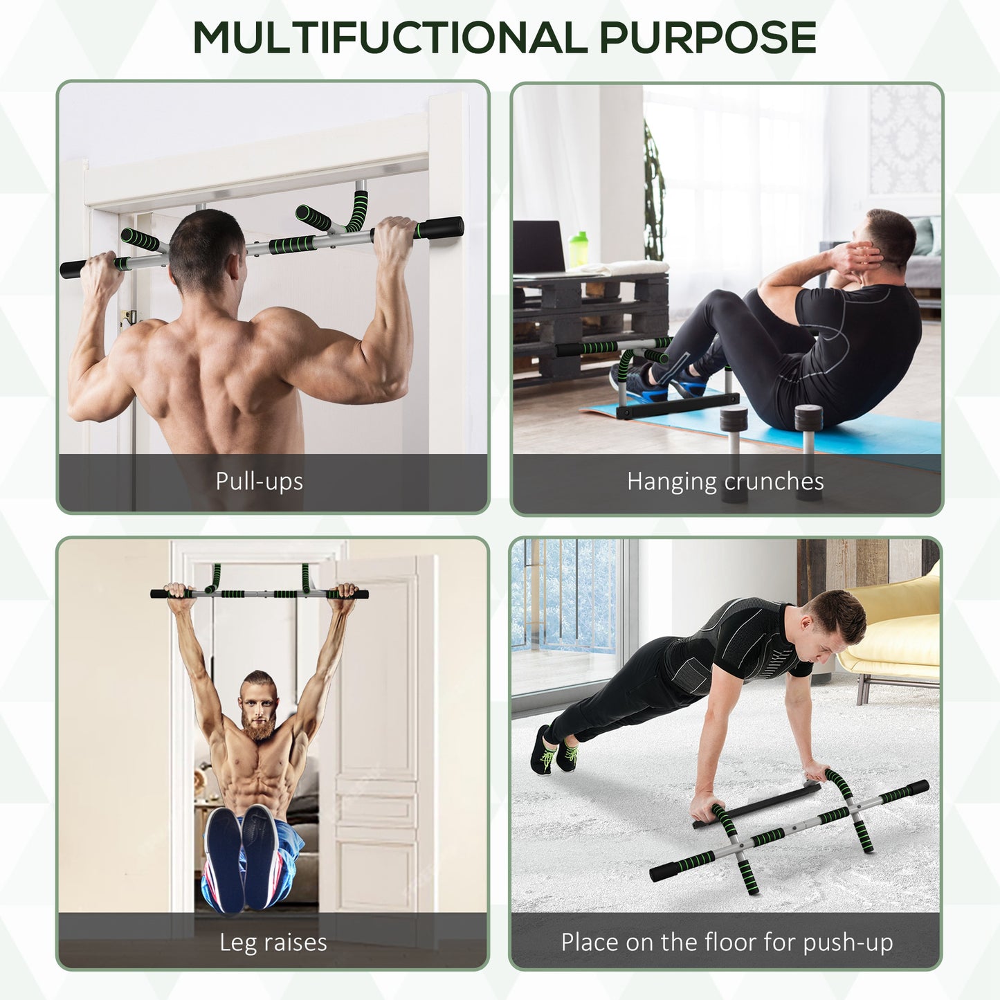 HOMCOM Pull-Up Bar for Doorway, Home Fitness Door Horizontal Push up Bar for Indoor Gym Upper Body Workout