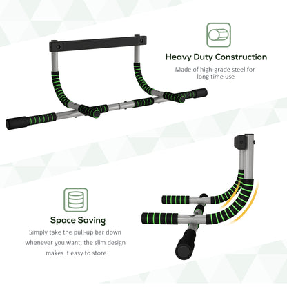 HOMCOM Pull-Up Bar for Doorway, Home Fitness Door Horizontal Push up Bar for Indoor Gym Upper Body Workout