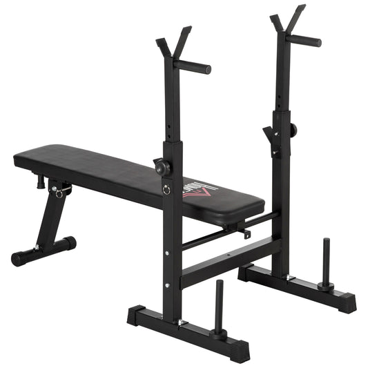 HOMCOM Adjustable Weight Bench, Foldable Bench, with Barbell Rack