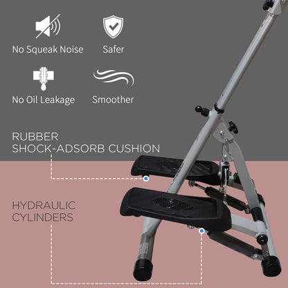 HOMCOM Stepper w/ Handle Hand Grip Workout Fitness Machine For Fitness Aerobic Exercise Home Gym