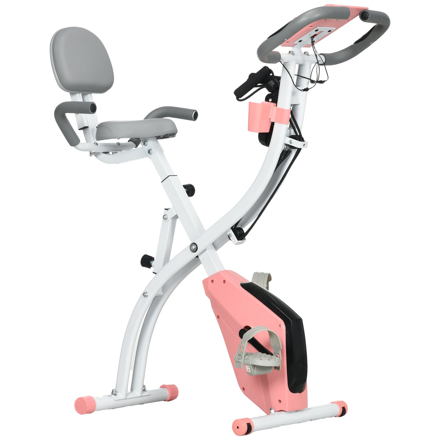 HOMCOM 2-in-1 Folding Exercise Bike with 8-Level Magnetic Resistance, Arm Resistance Band, Pulse Sensor