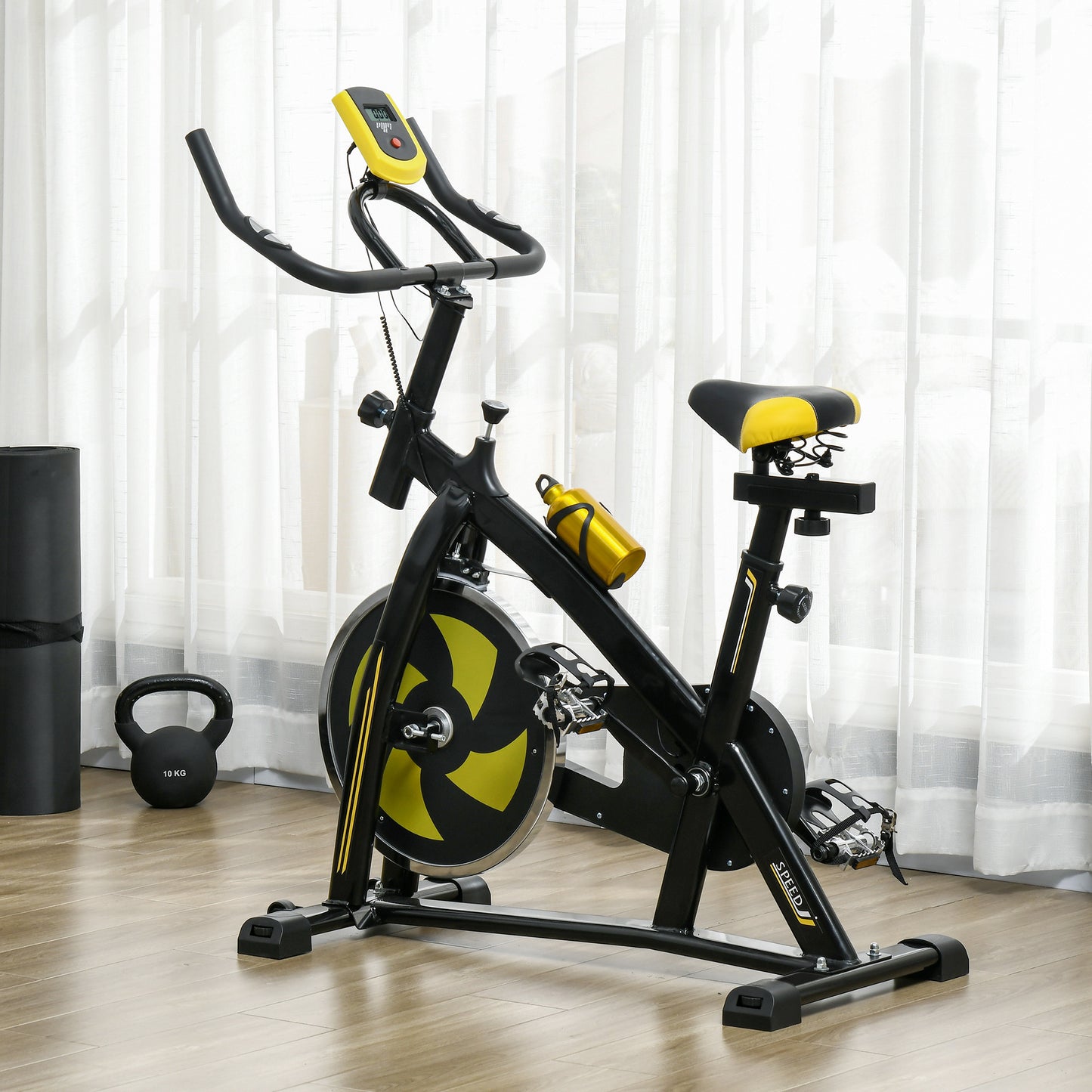 SPORTNOW Exercise Bike, Indoor Stationary Bike, Cycling Machine with Adjustable Seat and Resistance for Home Gym Workout