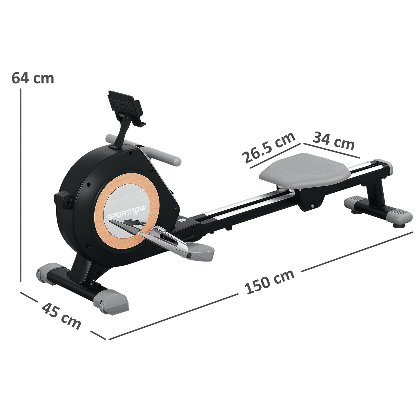 SPORTNOW Rowing Machine, 16-Level Magnetic Rower Machine with LCD Monitor and Phone Holder