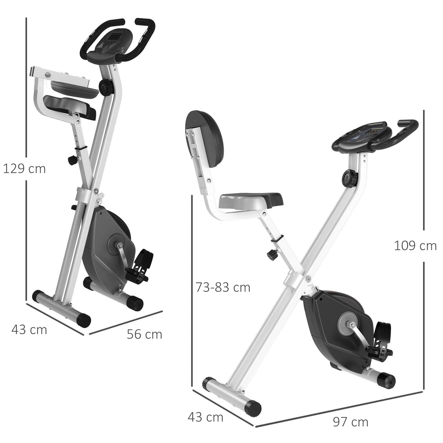HOMCOM Folding Exercise Bike, Fitness Bicycle Indoor Trainer, 8-Level Magnetic Resistance Adjustable, with LCD Monitor, Pulse Sensor