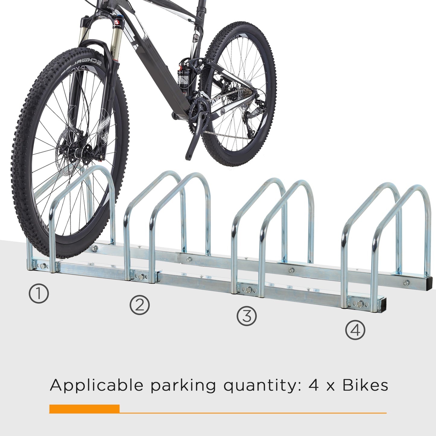HOMCOM Bike Stand Parking Rack Floor or Wall Mount Bicycle Cycle Storage Locking Stand (4 Racks)