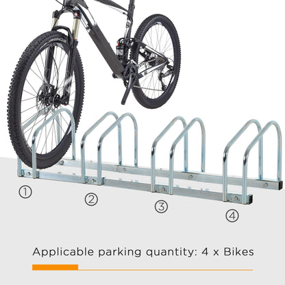 HOMCOM Bike Stand Parking Rack Floor or Wall Mount Bicycle Cycle Storage Locking Stand (4 Racks)