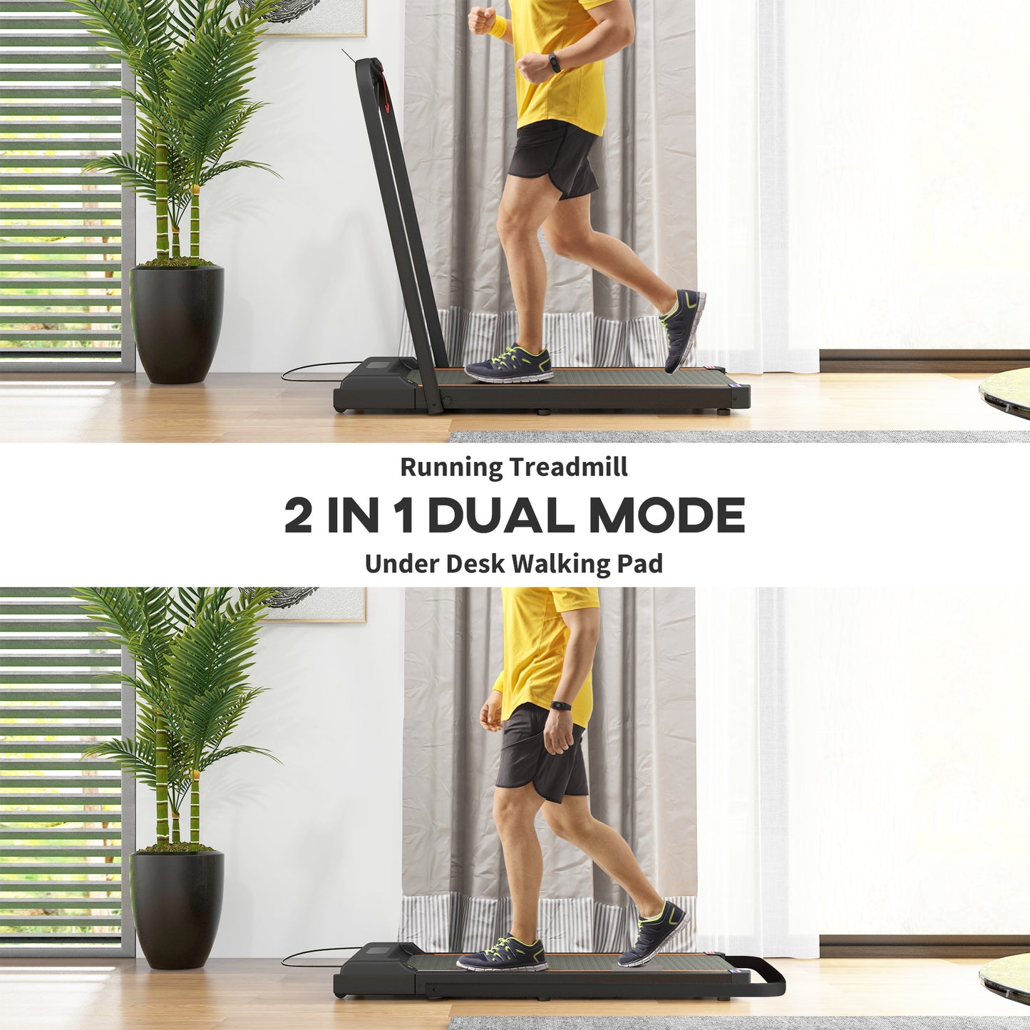 SPORTNOW 2.5HP Walking Pad, 1-6km/h Folding Treadmill with Remote Control and LED Display for Home Gym Office