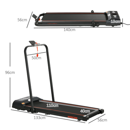 HOMCOM Foldable Walking Treadmill, with LED Display and Wheels, for Home, Office & Fitness Studio