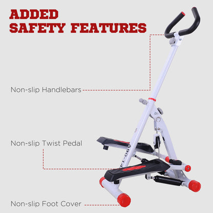 HOMCOM Stepper w/ Handle Hand Grip Workout Fitness Machine For Fitness Aerobic Exercise Home Gym