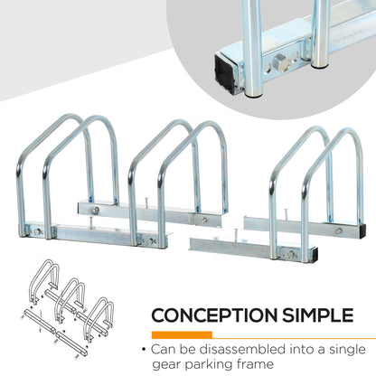 HOMCOM Bike Stand Parking Rack Floor or Wall Mount Bicycle Cycle Storage Locking Stand 76L x 33W x 27H (3 Racks)
