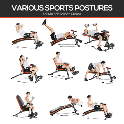 HOMCOM Adjustable Reclined Dumbbell Bench Weight Lifting Set Folding Sit Up Ab Bench Home Training Gym Multiuse Workout Exercise Fitness with 2 x 4kg Dumbbells