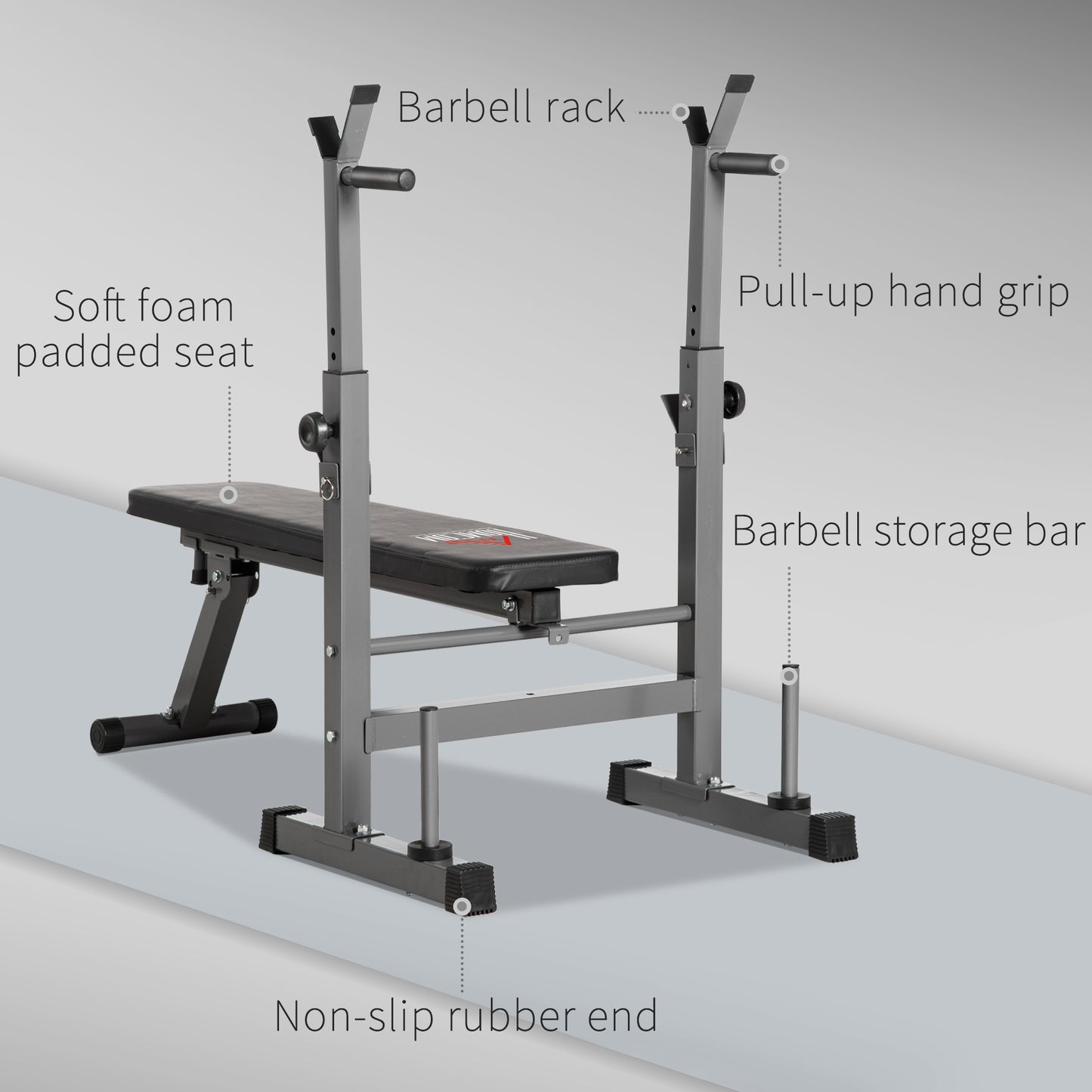 HOMCOM Adjustable Weight Bench, Foldable Bench, with Barbell Rack
