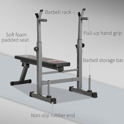 HOMCOM Adjustable Weight Bench, Foldable Bench, with Barbell Rack